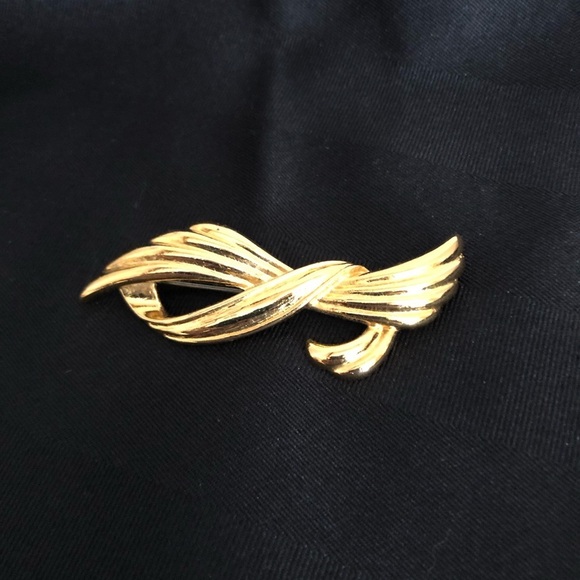 Vtg Gold Tone Abstract Brooch - Picture 8 of 10